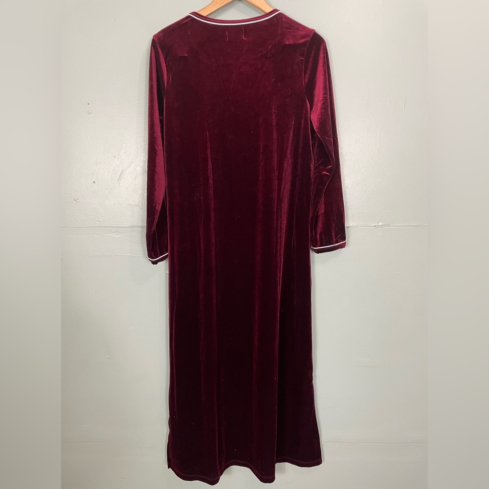 Petite Plum Royal Garnet Velour Harlow Nightgown Red Maroon Women Medium - Picture 7 of 11